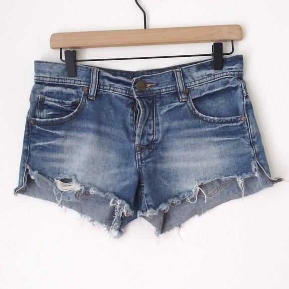 Free People Pants - Free People Frayed Faded  Button Fly Booty Shorts